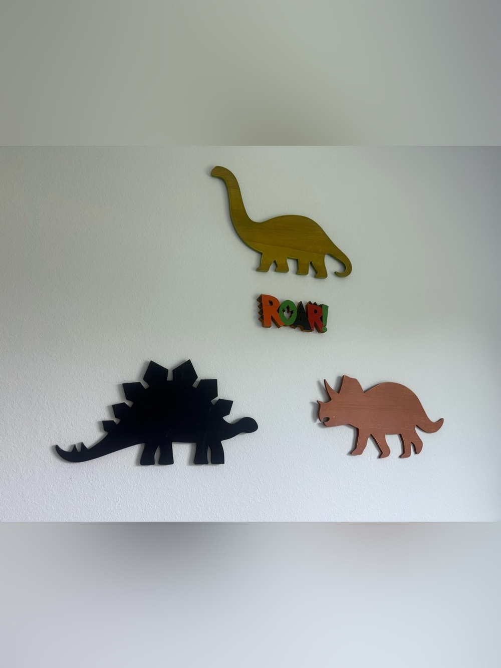 Handcrafted Dinosaur Wall Decor Set - Multicolor Wooden Art
